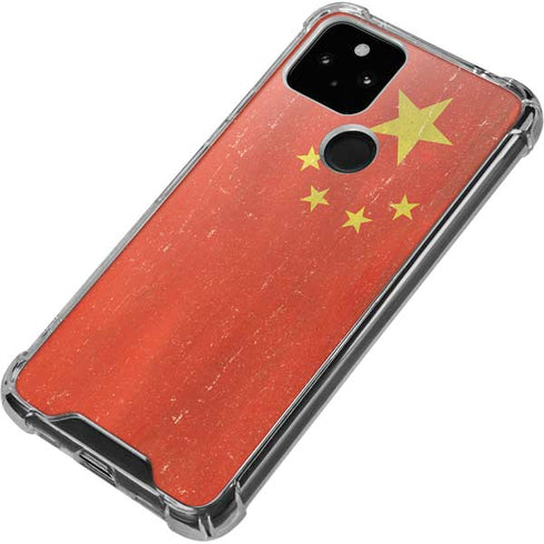 Chinese Flag Distressed Google Pixel 5a 5G Clear Case